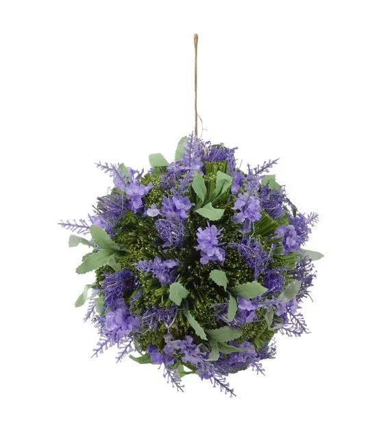 Northlight 7" Purple and Green Floral Inspired Hanging Foliage Ball
