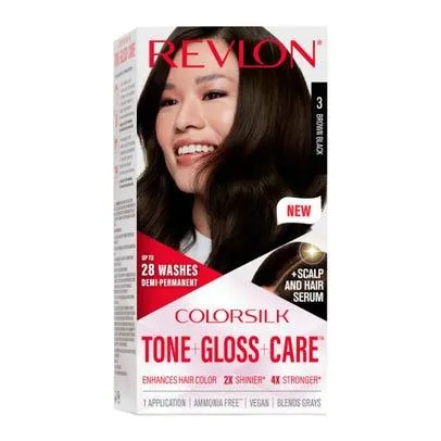 Revlon ColorSilk Tone + Gloss + Care Demi Permanent Hair Color - 3 Brown Black