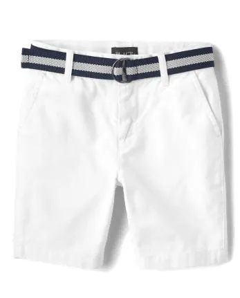 Boys Belted Chino Shorts - simplywht