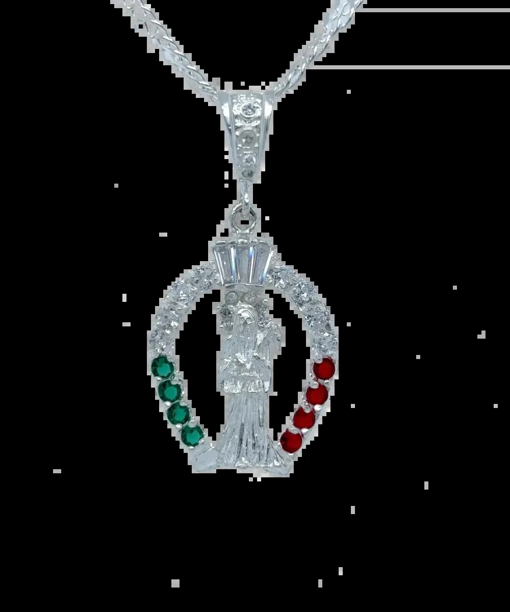 Dije de Santa Muerte Rojo, Blanco y Verde