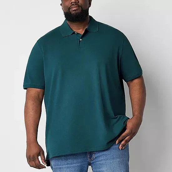 St. John's Bay Pique Big and Tall Mens Regular Fit Short Sleeve Polo Shirt