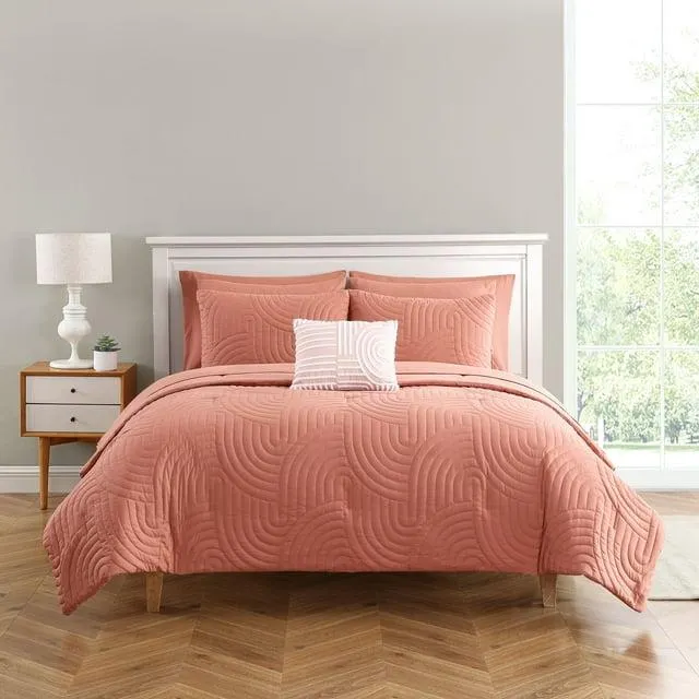 Mainstays Coral 10 Piece Bed in a Bag Comforter Set with Sheets, Queen - Adult Bedding for Women and Men