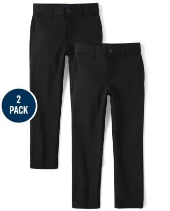 Boys Uniform Quick Dry Skinny Chino Pants 2-Pack - black