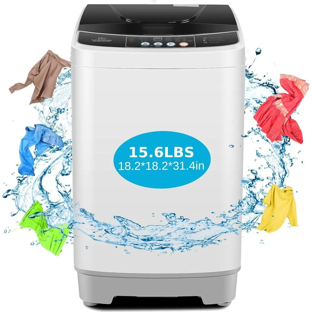Nictemaw Full-Automatic Washer,15.6lbs Portable Washer & Dryer Combo w/10 Programs & 8 Water Level Selections, 2.1 Cu.ft Compact Washer