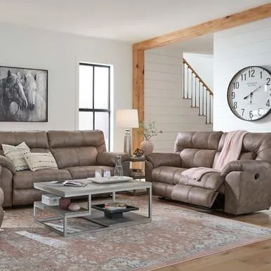 Harrison - Sofá y loveseat en cuero sintético, café