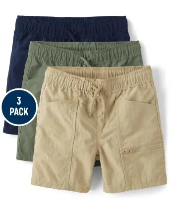 Boys Quick Dry Pull On Cargo Shorts 3-Pack - multi clr