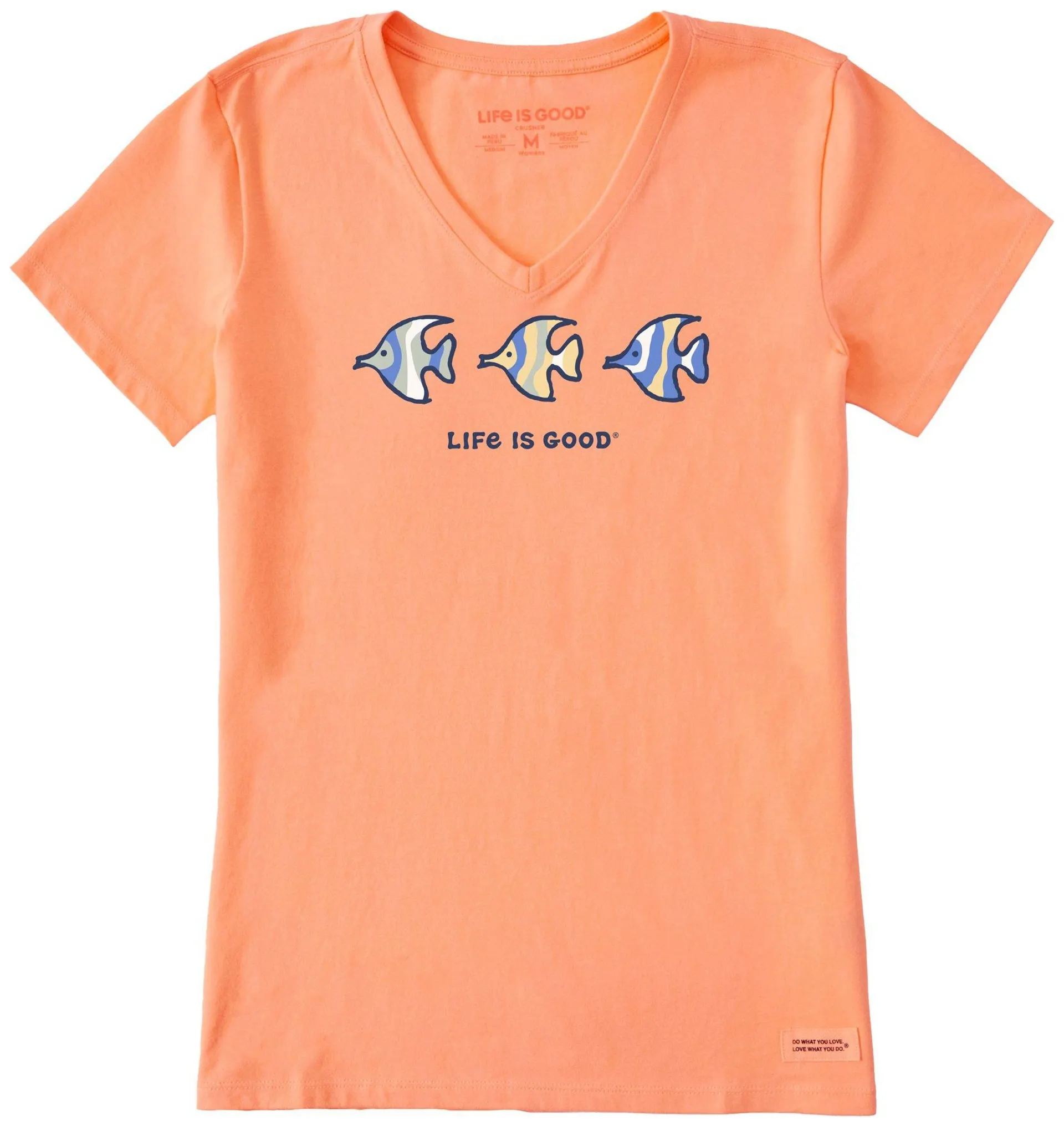 Life Is Good Womens Three Fish V-Neck T-Shirt