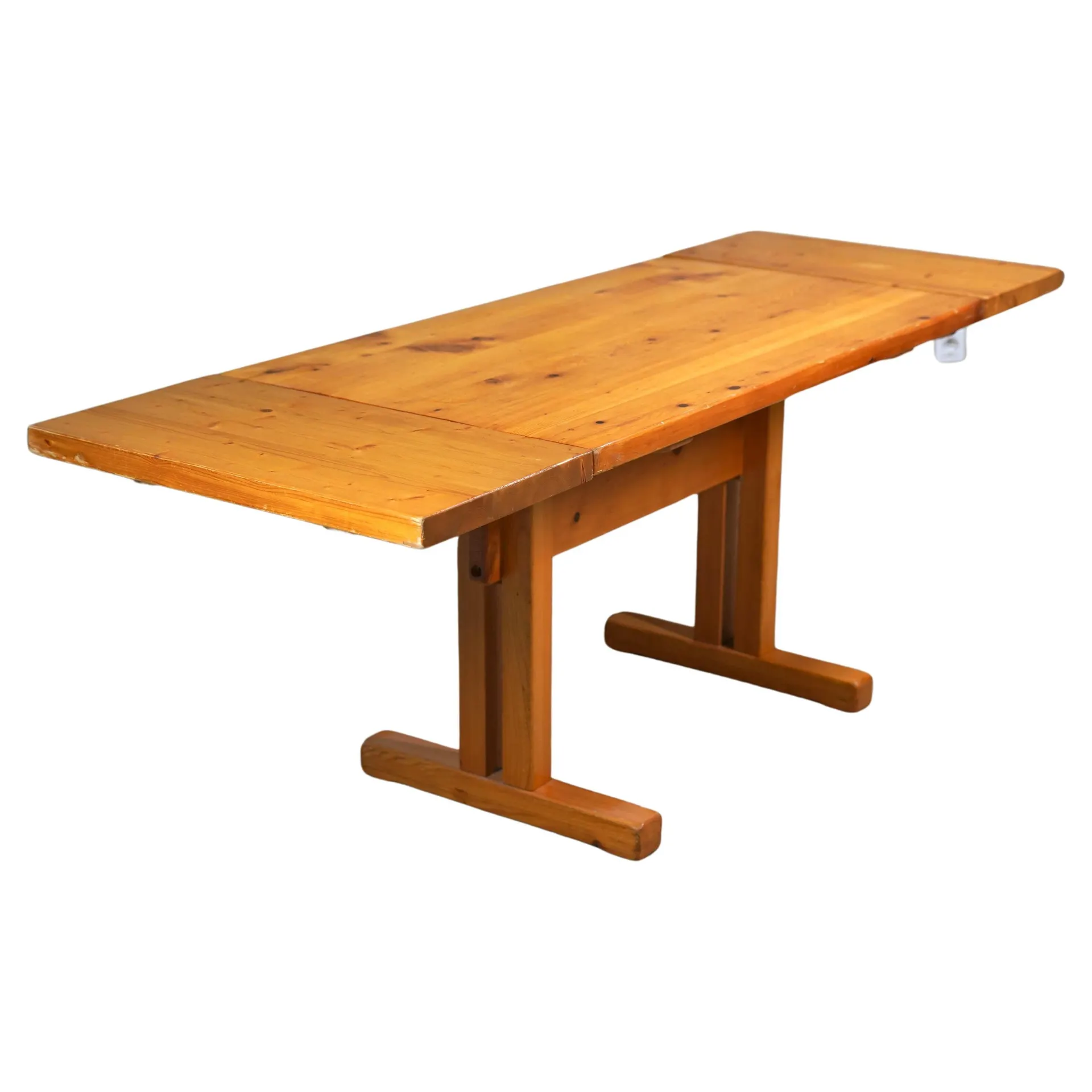 Rara mesa de comedor de hojas abatibles Charlotte Perriand de Les Arcs, Francia c. 1970