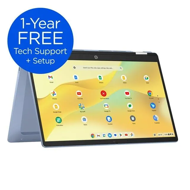 HP 14 inch x360 FHD Touch Chromebook Laptop Intel Processor N100 4GB RAM 64GB eMMC Sky Blue