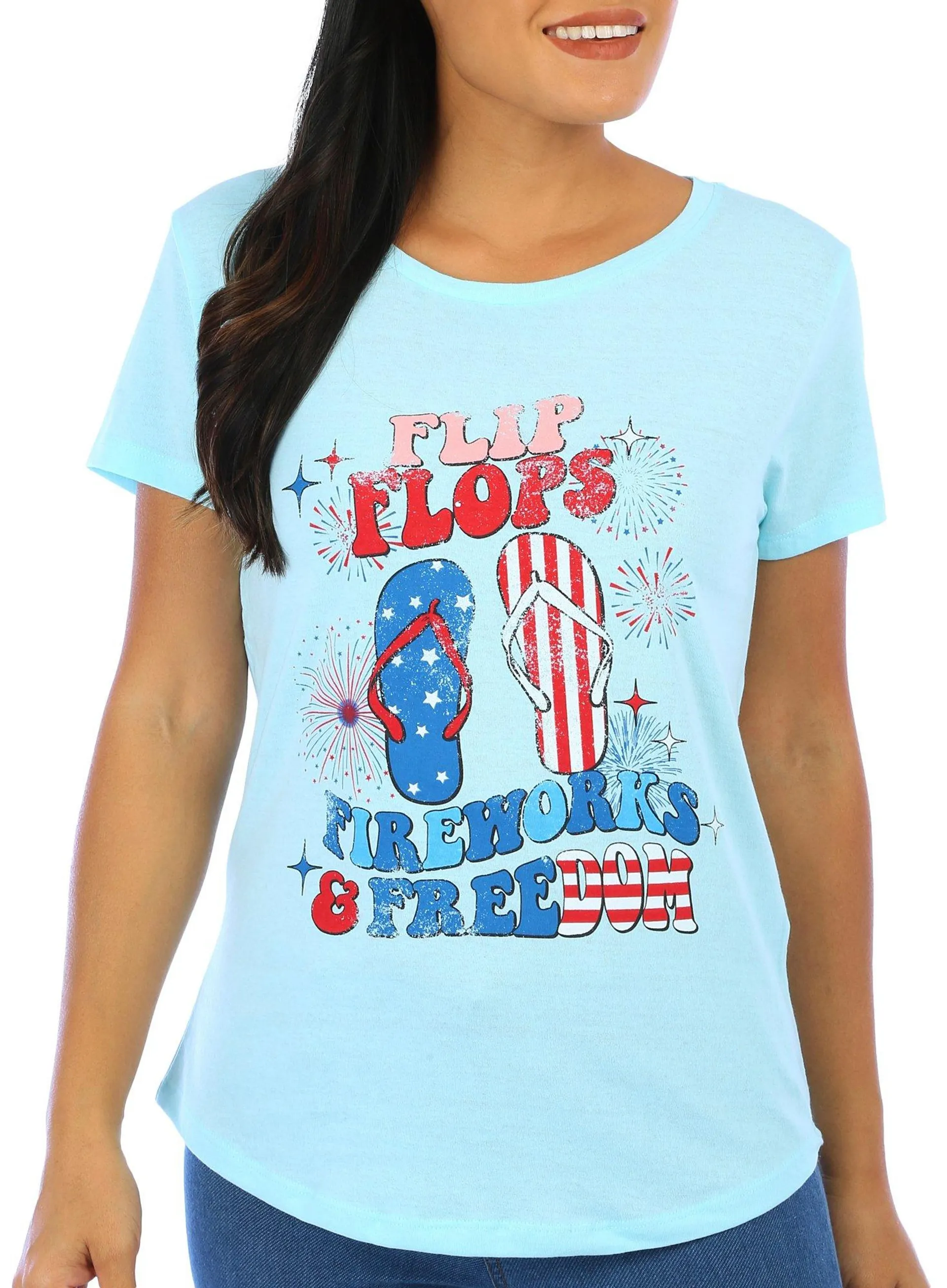 Jantzen Womens Americana Flip Flops Print Tee