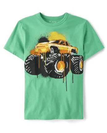 Boys Monster Truck Graphic Tee - intense teal