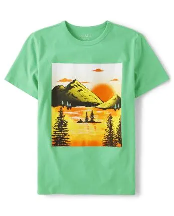 Boys Mountain Graphic Tee - intense teal