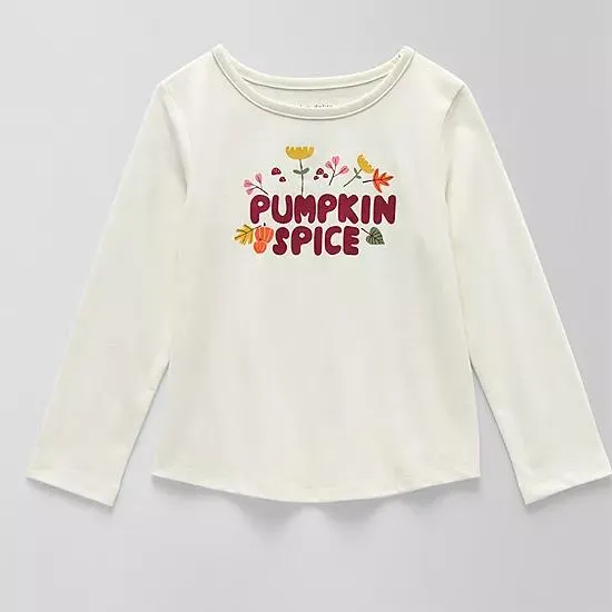 new! Okie Dokie Toddler & Little Girls Round Neck Long Sleeve Graphic T-Shirt