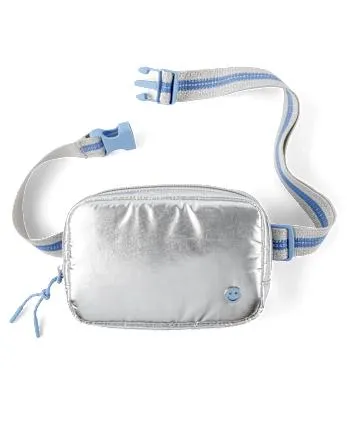 Girls Happy Face Belt Bag - silver