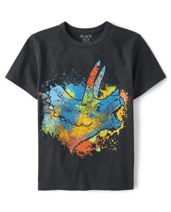Boys Dino Paint Splatter Graphic Tee - s/d obsidian