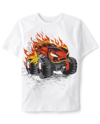 Camiseta con gráfico Monster Truck para niños - white