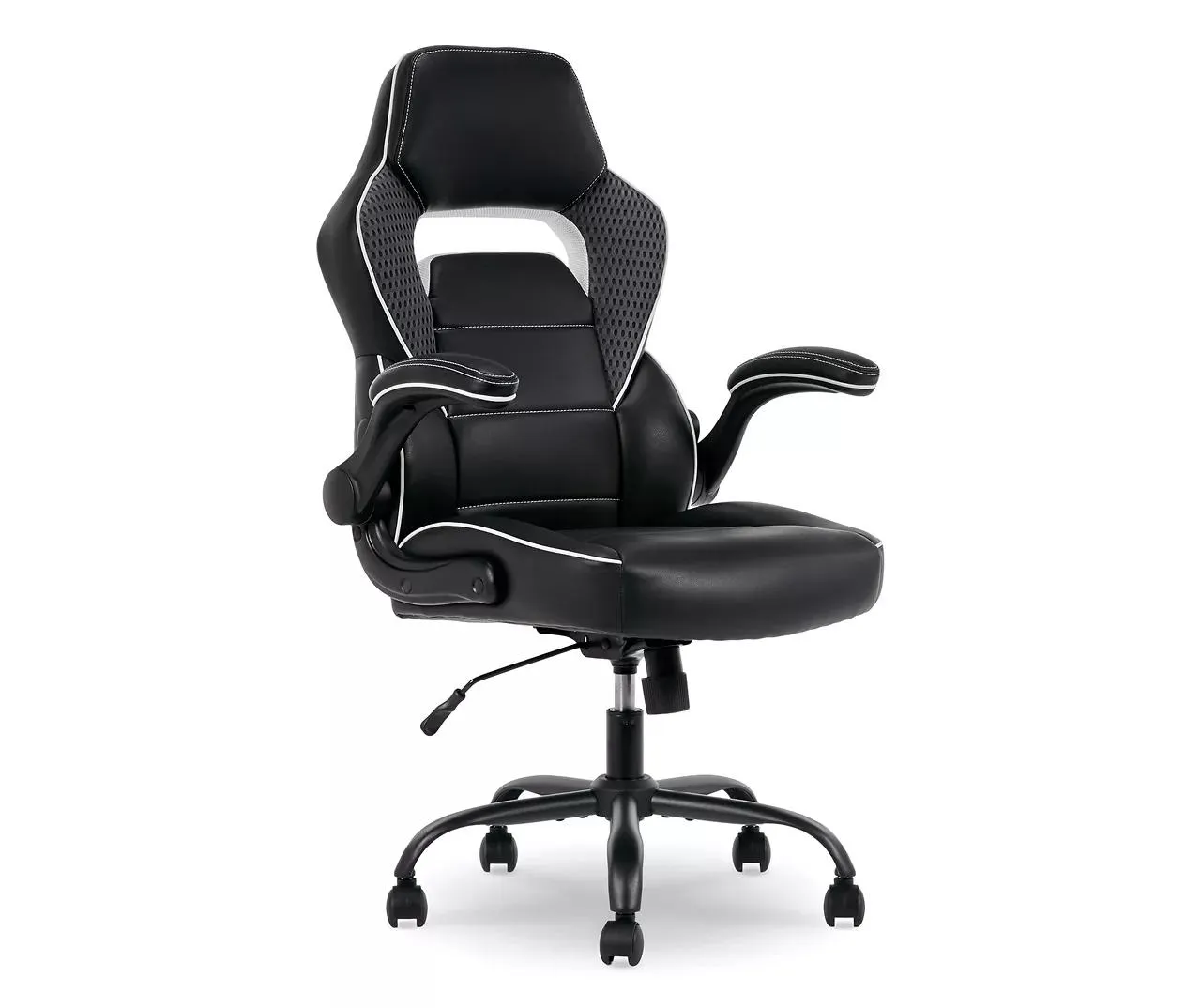 White & Black Faux Leather Gaming Chair