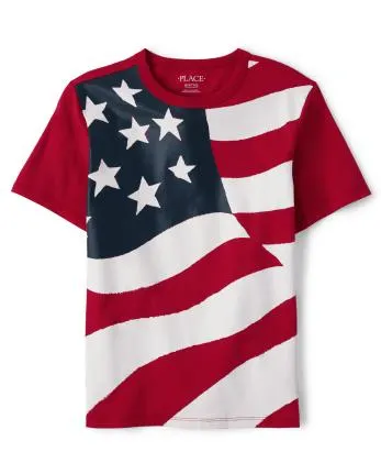 Camiseta con estampado de bandera estadounidense para niños - ruby
