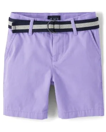 Shorts chinos con cinturón para niños - petal purple