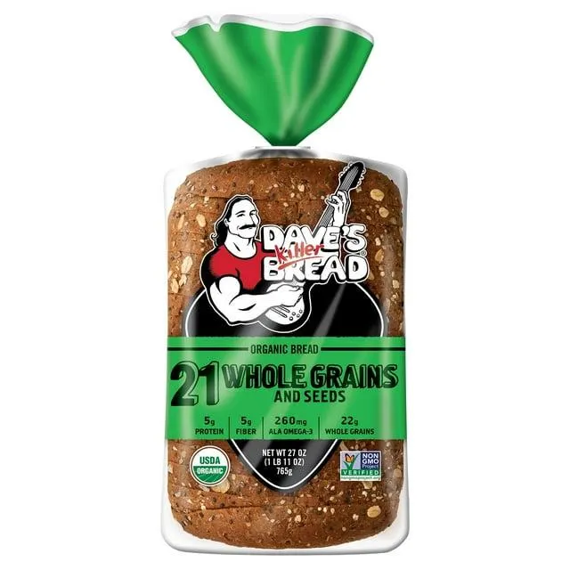 Dave's Killer Bread 21 Whole Grains and Seeds Organic Bread Loaf, 27 ounce, Shelf Stable