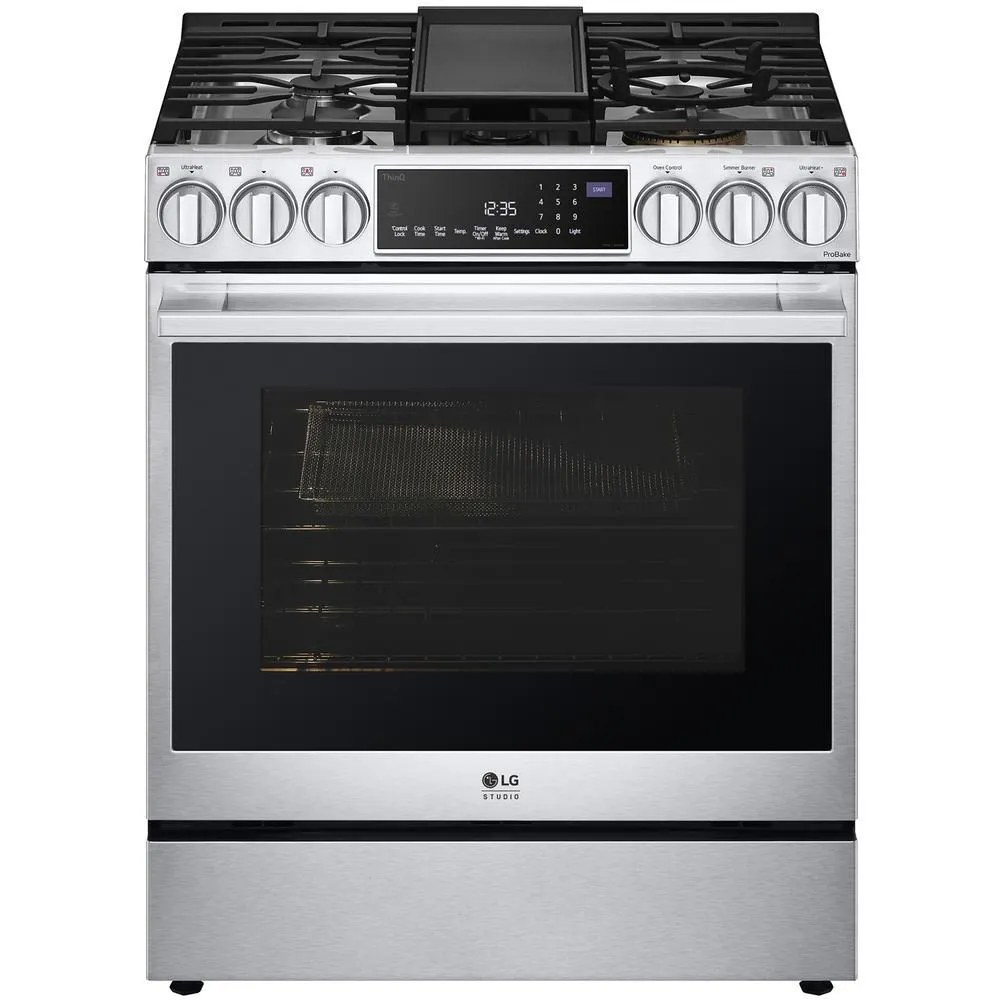 LG STUDIO LSGS6338F 6.3 cu. ft. InstaView® Gas Slide-in Range w/ ProBake Convection®, Air Fry & Air Sous Vide – Stainless Steel