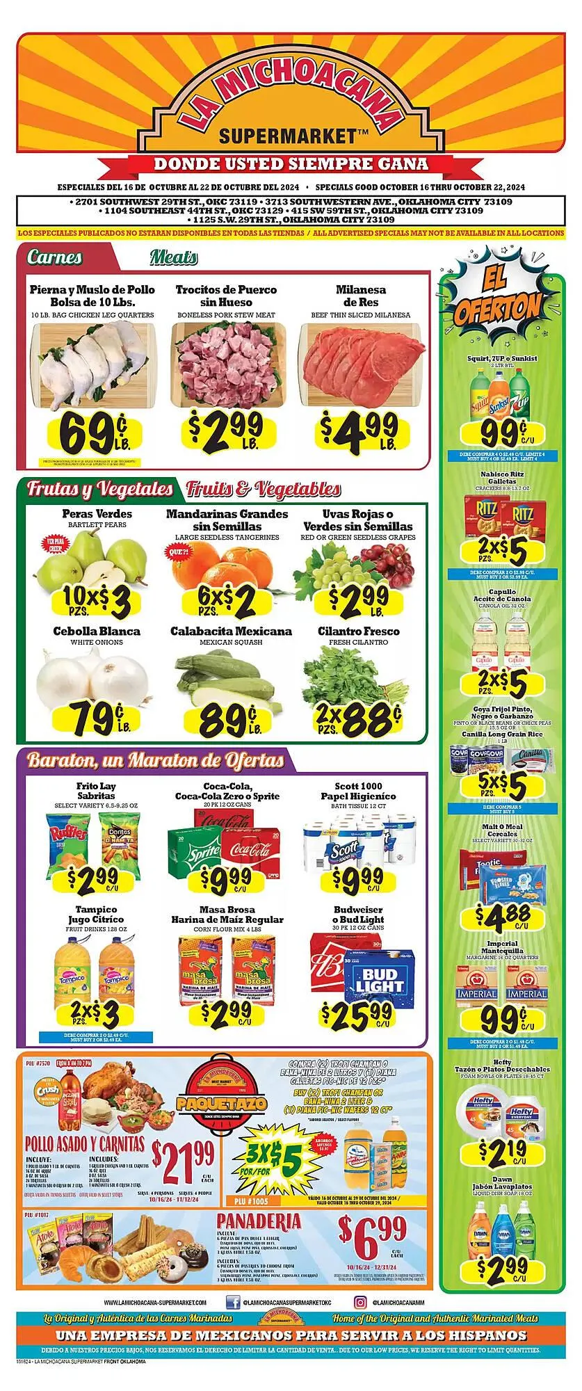 Catálogo de La Michoacana Weekly Ad 16 de octubre al 22 de octubre 2024 - Página 1