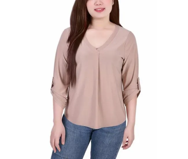 Womens 3/4 Sleeve V Neck Top