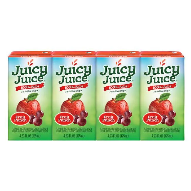 Juicy Juice Fruit Punch, 100% Juice, 4 Count, 4.23 FL OZ Juice Box
