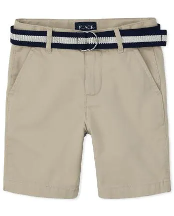 Shorts chinos con cinturón para niños - sandwash