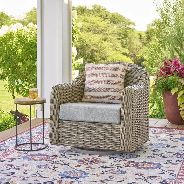 Better Homes & Gardens Bellamy Outdoor Barrel Back Chair, Natural