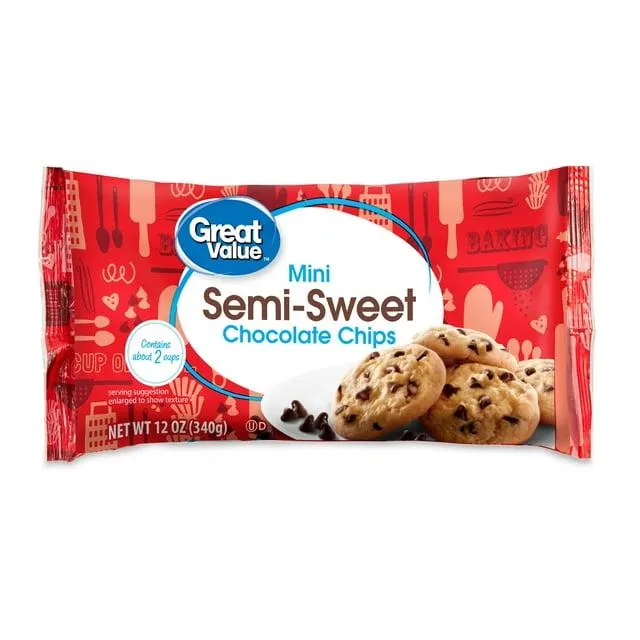 Great Value Mini Semi-Sweet Chocolate Baking Chips, 12 oz Bag