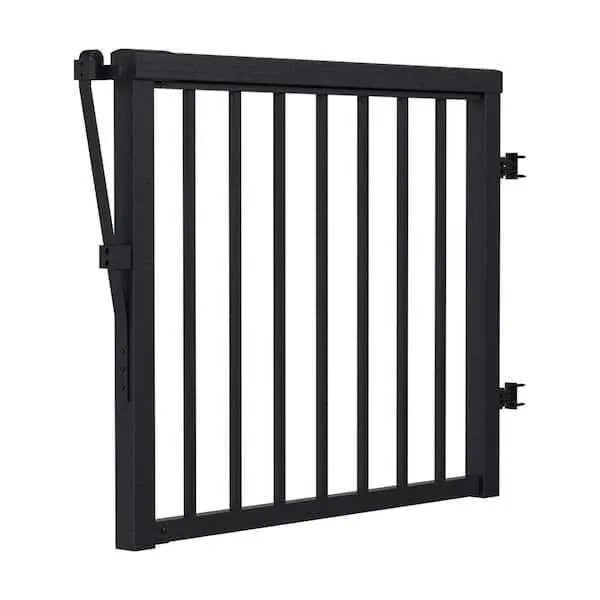 36 in. H x 40 in. W Matte Black Aluminum Deck Railing Picket Gate