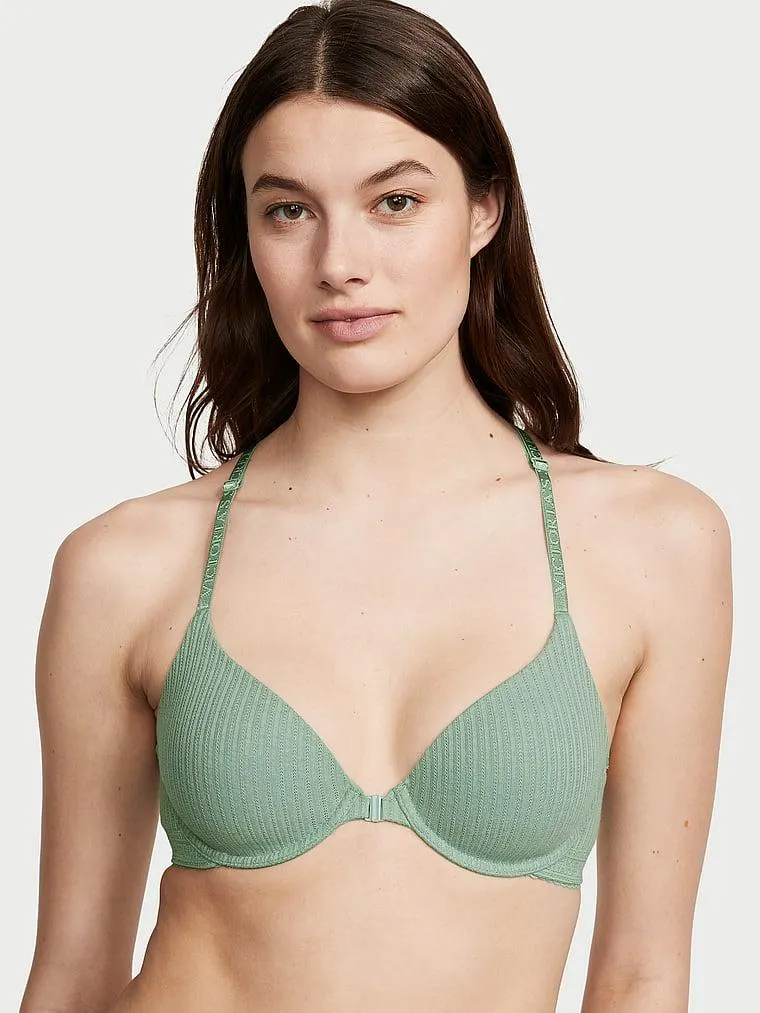 Lightly Lined Full-Coverage Front-Close Pointelle Bra