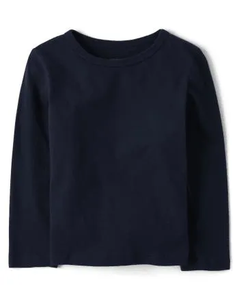 Camiseta básica con capas uniforme para bebés y niños pequeños - new navy