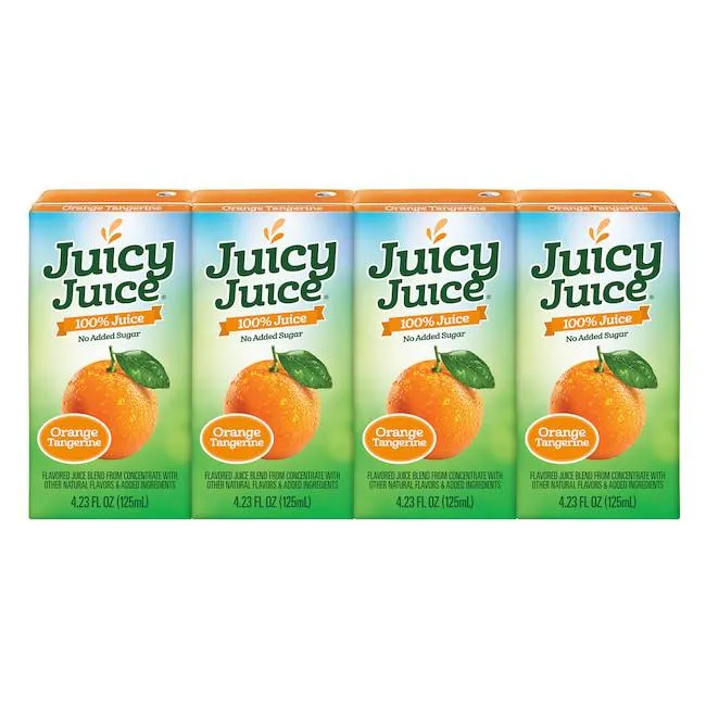 Juicy Juice Orange Tangerine Juice, Orange Juice Drink, 4 Count, 4.23 FL OZ Juice Boxes