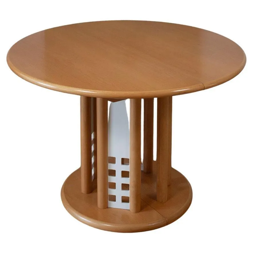 Rara mesa de comedor extensible ovalada redonda Thonet de 1990