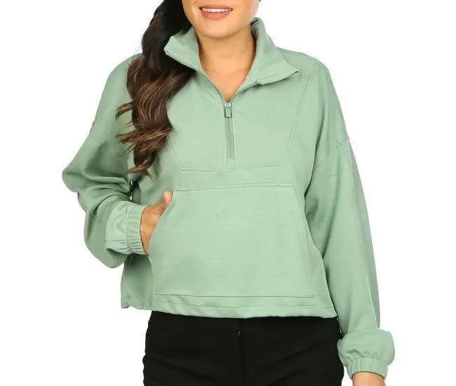 Womens 1/4 Zip Moto Scuba Sweaters