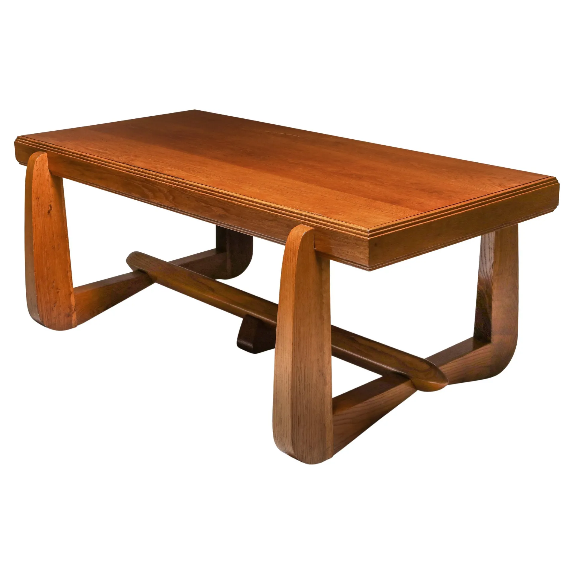 Mesa de comedor expresiva de roble de la Escuela Art Decó de Ámsterdam, Países Bajos, años 30