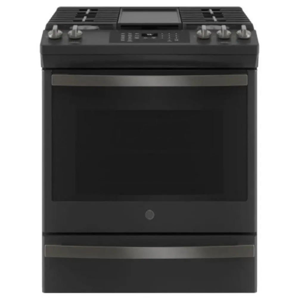 GE Appliances JGS760FPDS 30" 5.6 cu.ft. Black Slate Slide-In Gas Range with 5 Sealed Burners and Air Fryer