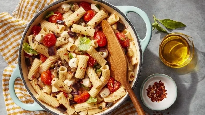 Eggplant caponata pasta salad