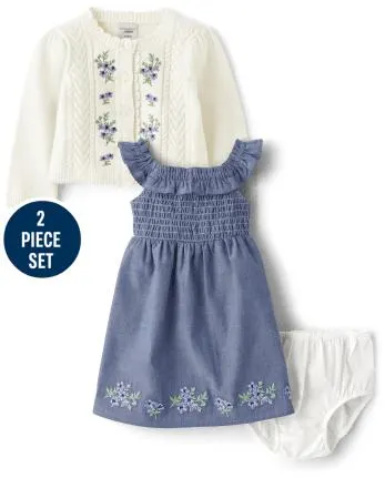 Baby Girls Embroidered Floral 2-Piece Outfit Set - Homegrown by Gymboree - multi clr