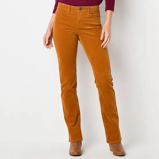 St. John's Bay Secretly Slender Womens Mid Rise Straight Corduroy Pant
