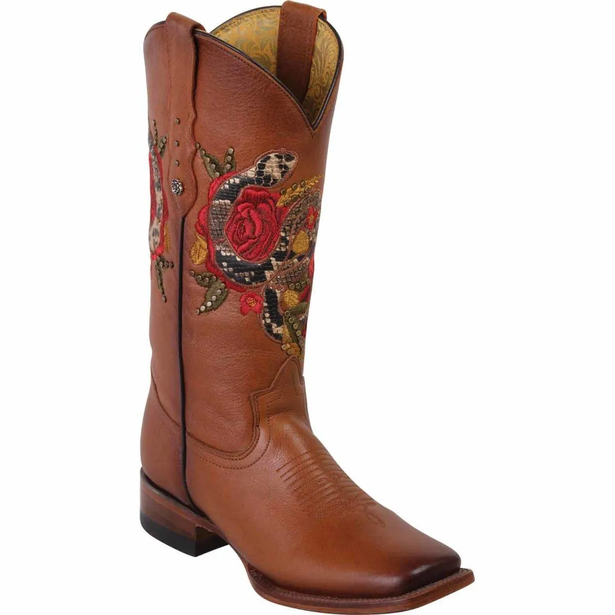 Botas Altas de Cuero con Flores para Mujer en Horma Rodeo Q322SF5251