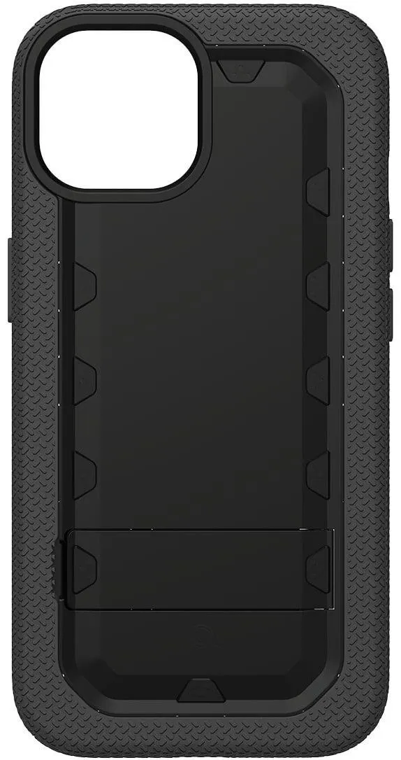 Estuche con Soporte y Funda de Doble Capa Quikcell iPhone 15 Plus Grand ADVOCATE - Negro Armadura