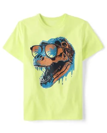 Boys Dino Sunglasses Graphic Tee - frosted lime