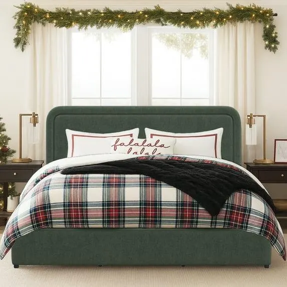 Better Homes & Gardens Juliet King Platform Bed, Olive Mohair