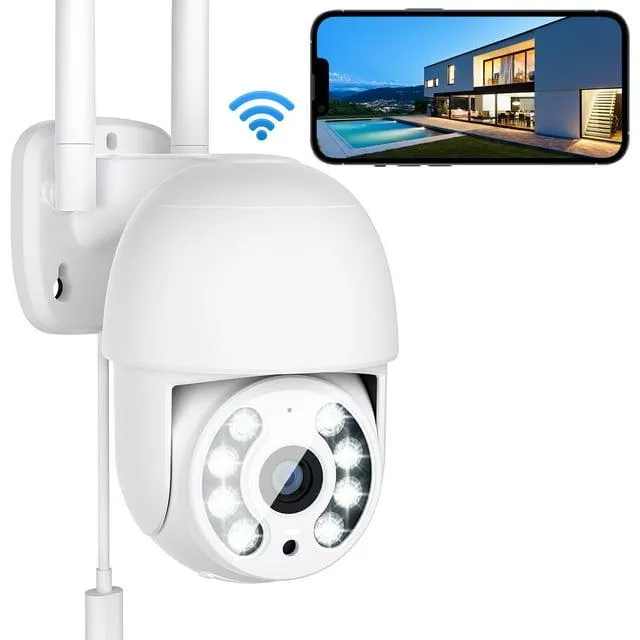 TOPVISION 4MP Security Cameras Wireless Wifi, 360° View Security Camera Outdoor with Full Color Night Vision, IP65 Waterproof, 2-Way Audio, Home Camera for Indoor/Outdoor, 2.4G Wifi
