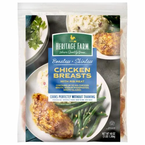Heritage Farm Frozen Raw Boneless Skinless Chicken Breast