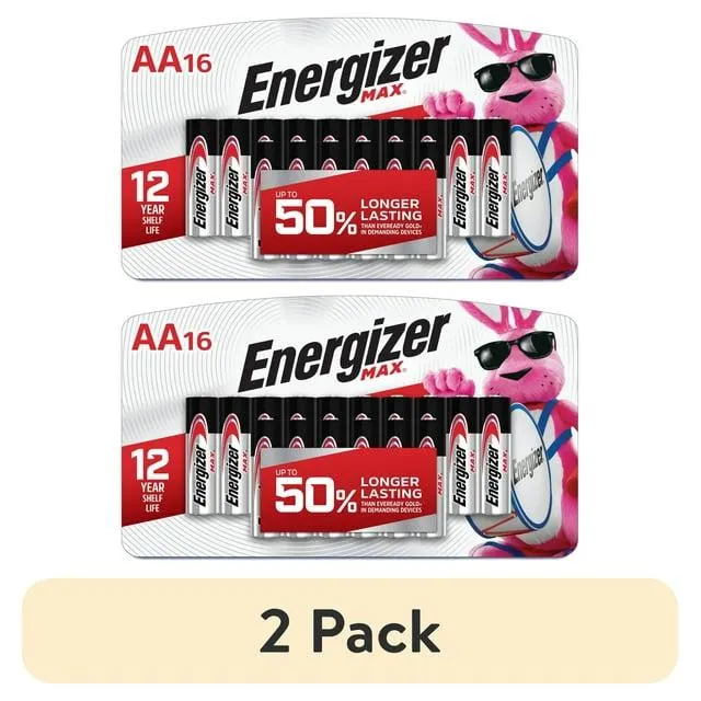 (2 pack) Energizer MAX AA Batteries (16 Pack), Double A Alkaline Batteries