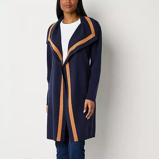 Liz Claiborne Womens Long Sleeve Open Front Cardigan